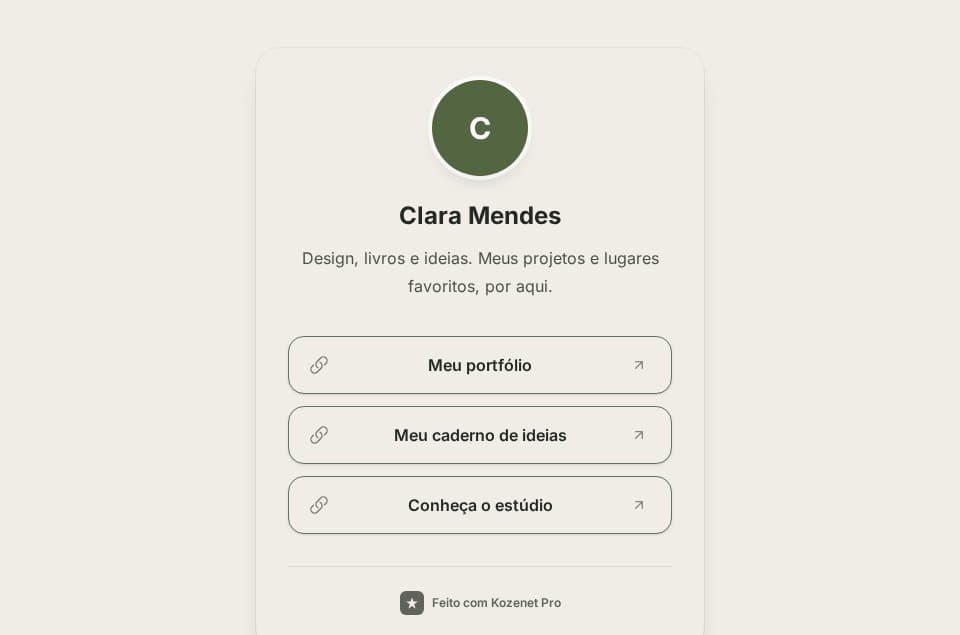 Link na bio — prévia do site completo