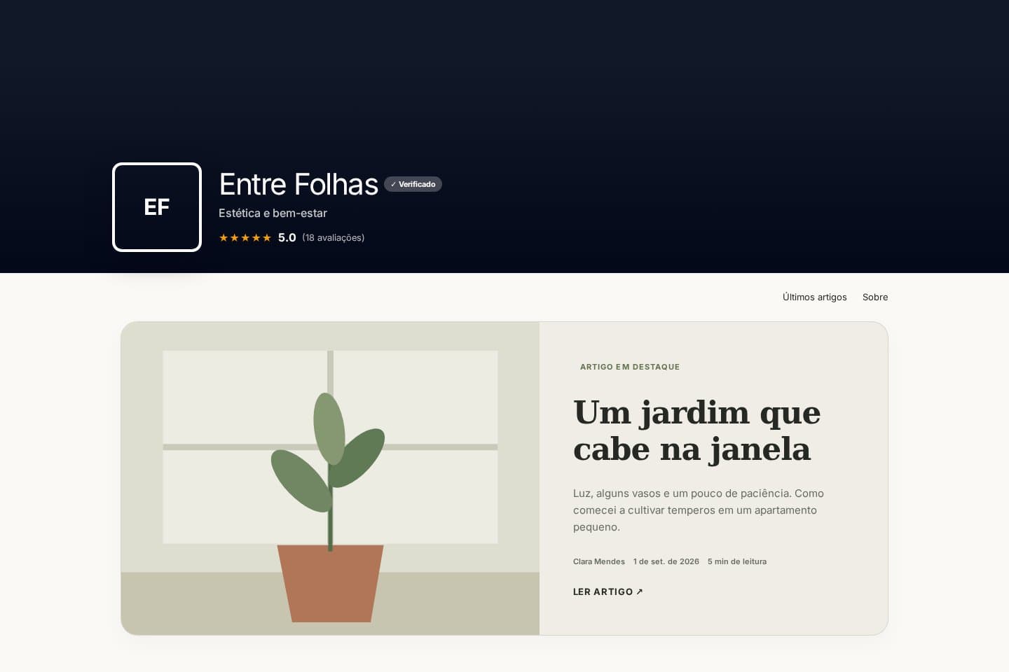 Blog — prévia do site completo